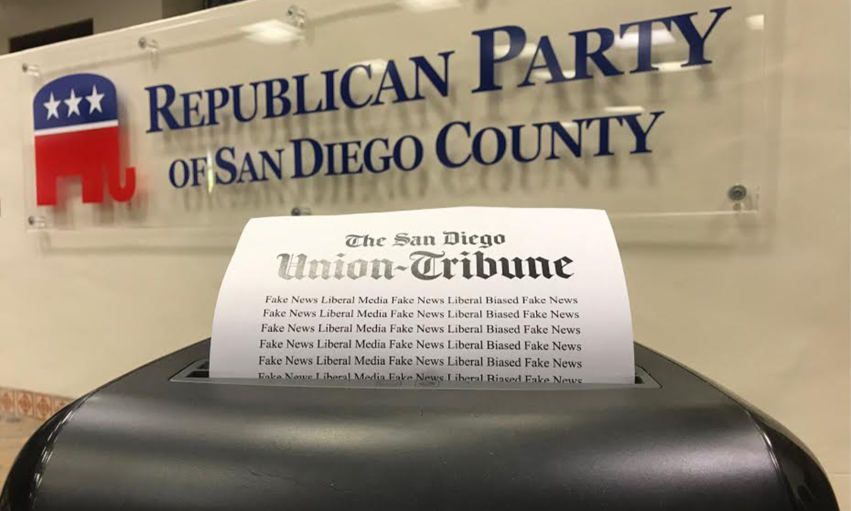 Union Tribune Fake News Designed To Help Democrats In Local